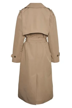 Vero Moda Gabardina larga básica Marr&oacute;n Discount