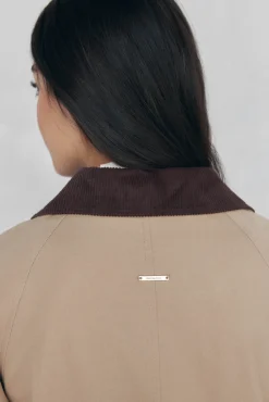 Pedro del Hierro Gabardina larga cuello pana Beige Best