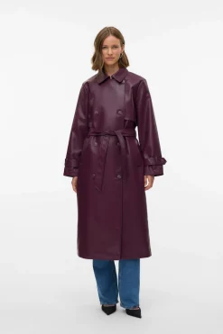 Vero Moda Gabardina larga de polipiel Morado Online