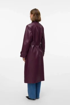 Vero Moda Gabardina larga de polipiel Morado Online
