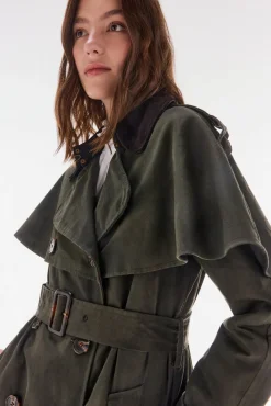 TFP by Tamara Falcó Gabardina larga encerada Verde