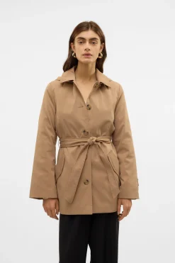 Vero Moda Gabardina midi Marr&oacute;n oscuro Sale