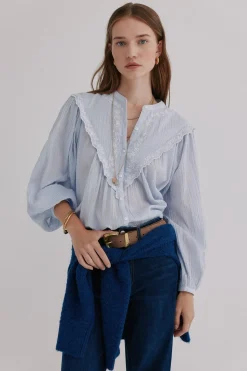 Hoss Intropia Gael. Blusa bordada Azul Outlet