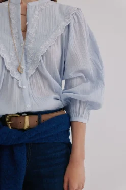 Hoss Intropia Gael. Blusa bordada Azul Outlet