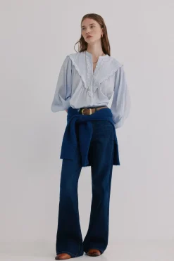 Hoss Intropia Gael. Blusa bordada Azul Outlet