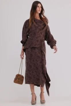 Hoss Intropia Ágatha. Vestido jacquard Marron oscuro