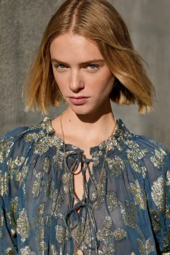 Hoss Intropia Gianna. Blusa jacquard Azul marino Clearance