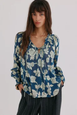 Hoss Intropia Gianna. Blusa jacquard Azul marino Clearance