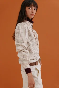 Hoss Intropia Gina. Blusa a cuadros Marfil Discount