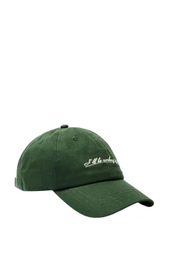 Selected Gorra con bordado 100% algodón orgánico Verde oscuro Sale