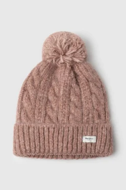 Pepe Jeans Gorro de punto trenzado rosa Discount