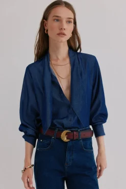 Hoss Intropia Graciela. Blusa con detalle nudo Azul marino