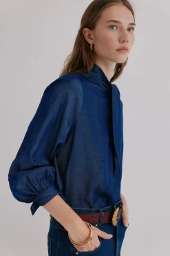 Hoss Intropia Graciela. Blusa con detalle nudo Azul marino