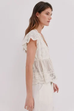 Hoss Intropia Greta. Top bordado Marfil New