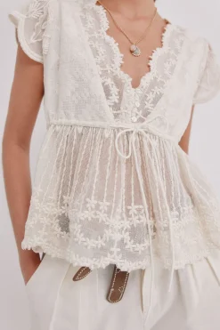 Hoss Intropia Greta. Top bordado Marfil New