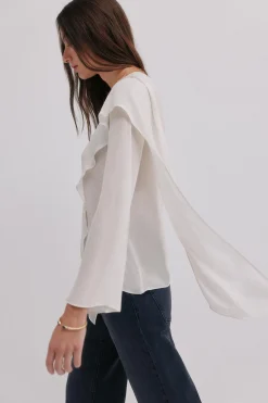 Hoss Intropia Guiada. Blusa con cruce asimétrico Blanco Discount