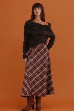 Hoss Intropia Idalia. Jersey con escote asimétrico Marron oscuro New