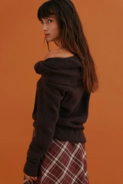 Hoss Intropia Idalia. Jersey con escote asimétrico Marron oscuro New