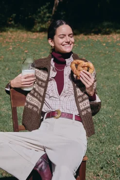 Hoss Intropia Inola. Cárdigan grecas Estampado Marron New