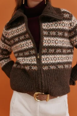 Hoss Intropia Inola. Cárdigan grecas Estampado Marron New