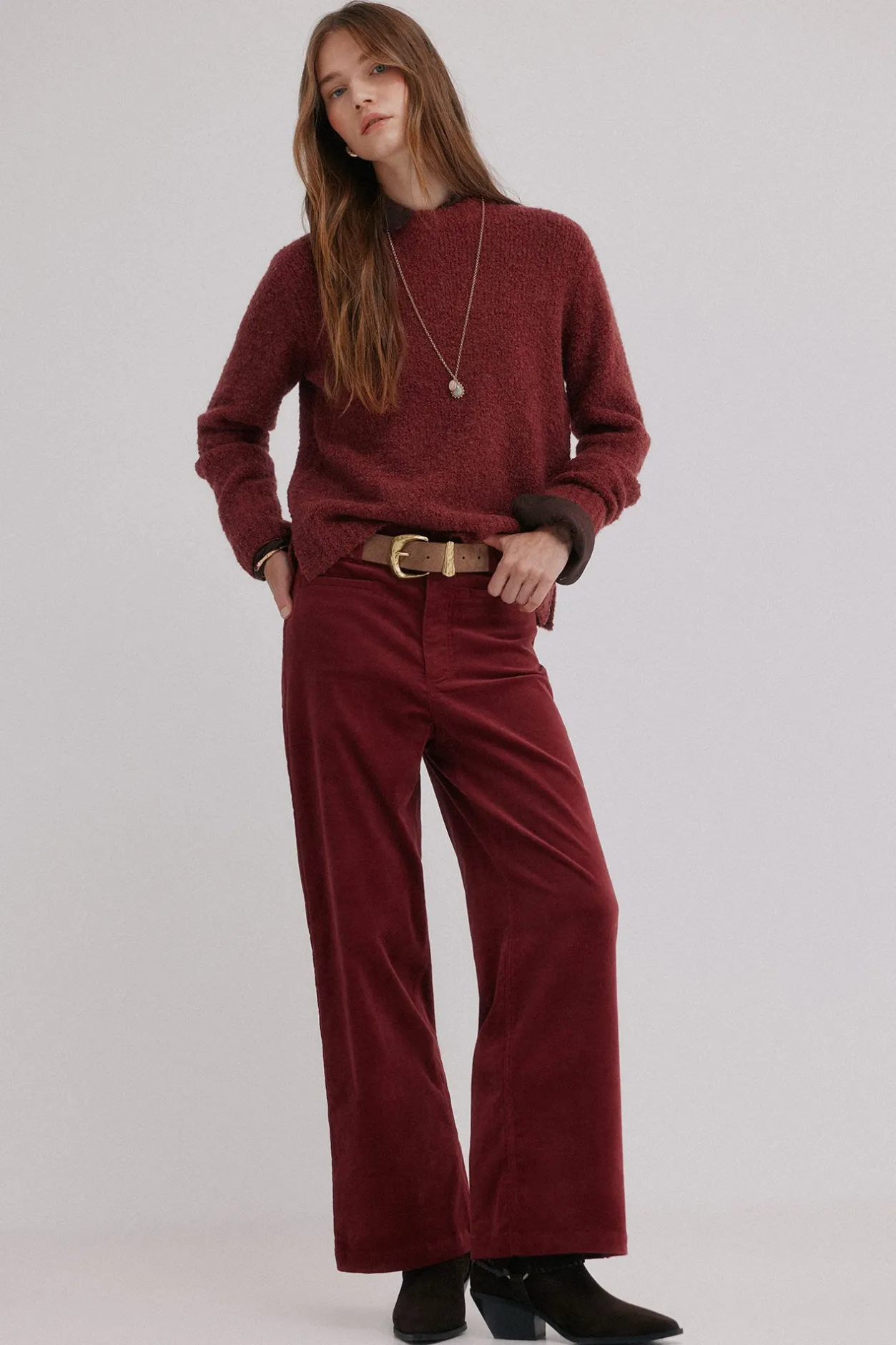 Hoss Intropia Irati. Jersey de bouclé Granate Clearance