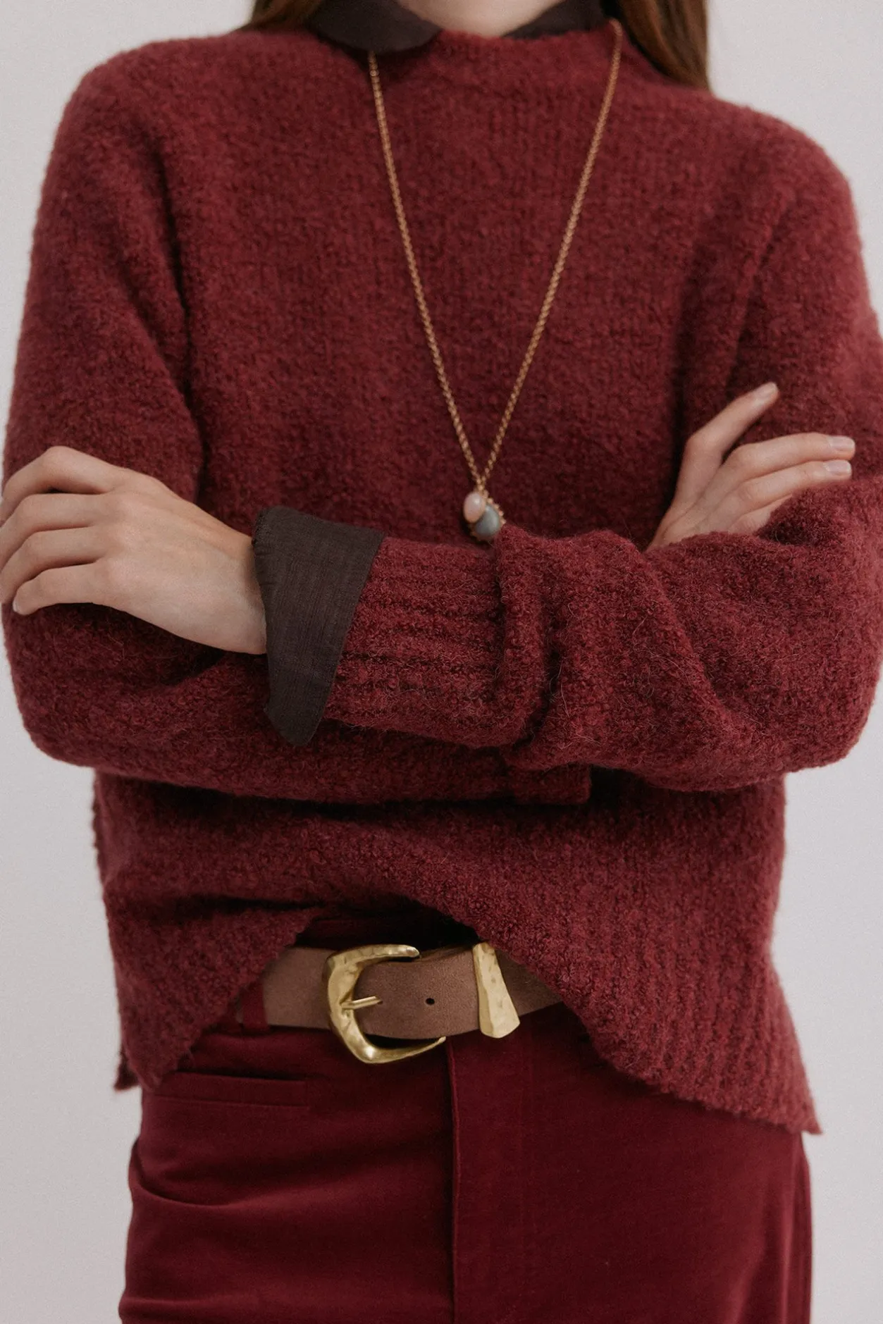 Hoss Intropia Irati. Jersey de bouclé Granate Clearance