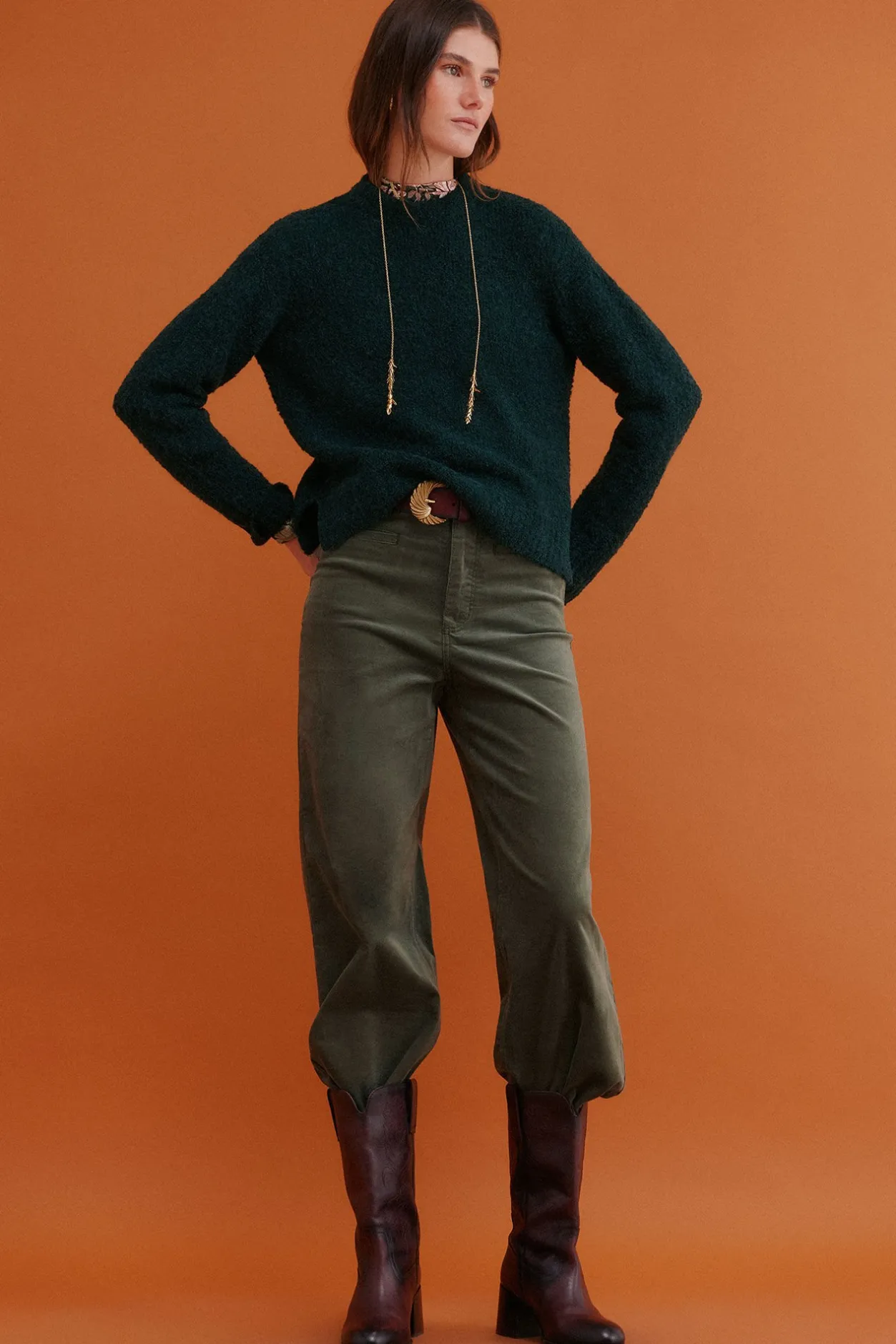 Hoss Intropia Irati. Jersey de bouclé Verde oscuro