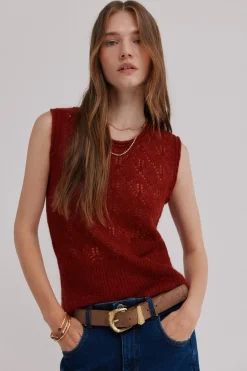 Hoss Intropia Irma. Top calado rojo Clearance