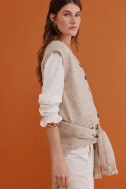 Hoss Intropia Ita. Chaleco jaspeado Beige Sale