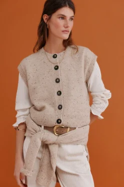 Hoss Intropia Ita. Chaleco jaspeado Beige Sale