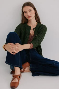 Hoss Intropia Ivette. Cárdigan calado Verde oscuro