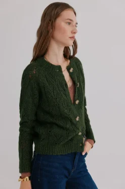 Hoss Intropia Ivette. Cárdigan calado Verde oscuro