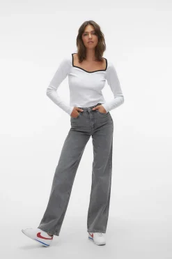 Vero Moda Jeans de tiro alto Gris Outlet