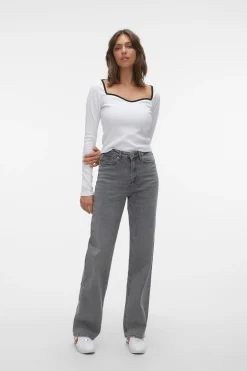 Vero Moda Jeans de tiro alto Gris Best