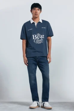 Springfield Jeans en knit denim sobretintado slim fit turquesa New