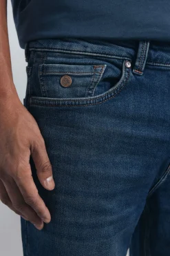 Springfield Jeans en knit denim sobretintado slim fit turquesa New