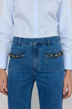 Pedro del Hierro Jeans flare cropped Azul Discount