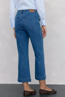 Pedro del Hierro Jeans flare cropped Azul Discount