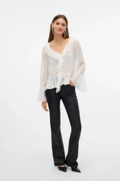 Vero Moda Jeans flared de mujer efecto polipiel Negro Outlet