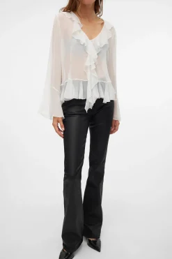 Vero Moda Jeans flared de mujer efecto polipiel Negro Best