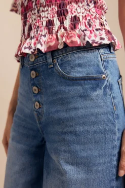 Slowlove Jeans wide buttons Azul New