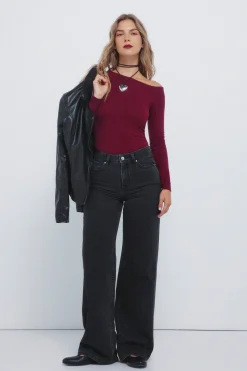 Springfield Jeans wide cristales brillantes negro Clearance