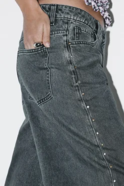 Springfield Jeans wide tachas negro Discount