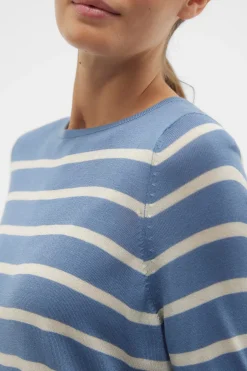 Vero Moda Jersey a rayas de mujer manga larga con cuello redondo Azul Best