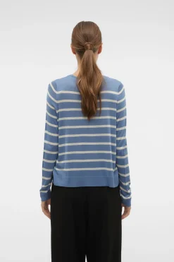 Vero Moda Jersey a rayas de mujer manga larga con cuello redondo Azul Best