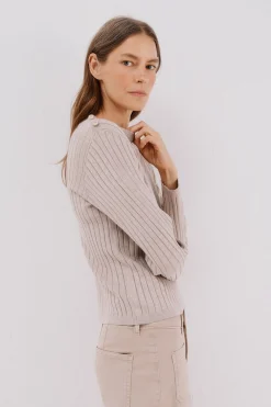 Cortefiel Jersey acanalado botones Beige Online