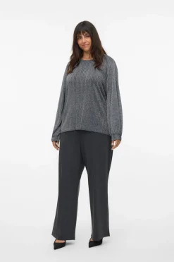 Vero Moda Curve Jersey acanalado lúrex talla grande Gris Sale