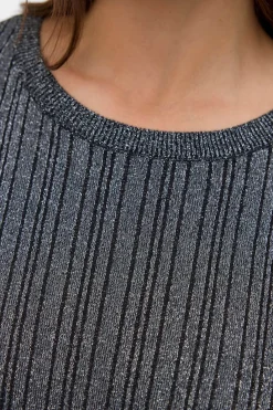 Vero Moda Curve Jersey acanalado lúrex talla grande Gris Sale