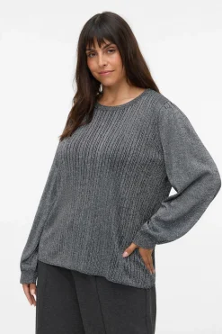 Vero Moda Curve Jersey acanalado lúrex talla grande Gris Sale