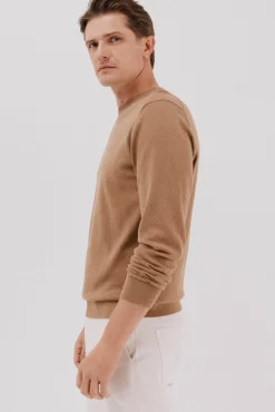 Cortefiel Jersey algodón cashmere cuello caja Beige